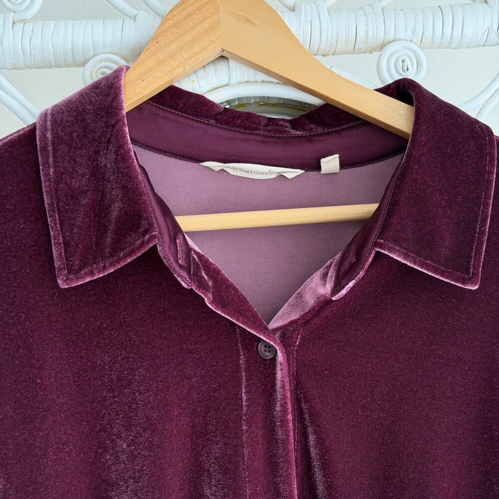Soft Surroundings Tunic Shirt 3X Velvet Button Up Boyfriend Whimsigoth Romantic - Picture 4 of 6
